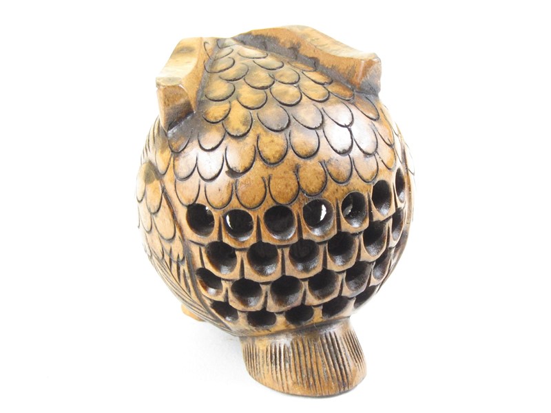 Sova dřevěná s malou sovou uvnitř 8 cm