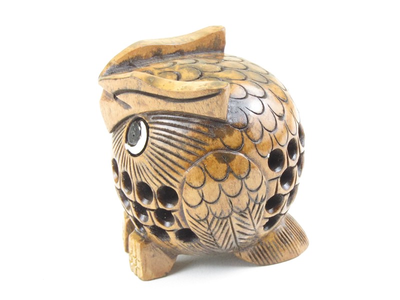 Sova dřevěná s malou sovou uvnitř 8 cm