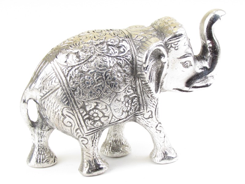 Kovový bílý slon z Indie 14 cm