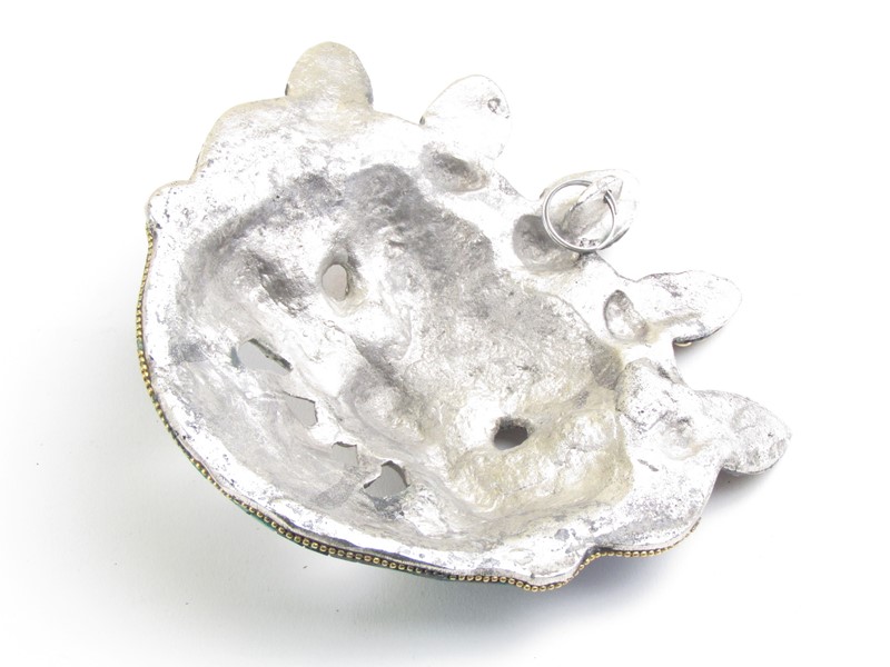 Kovová maska Bhairab perleťová 16 cm