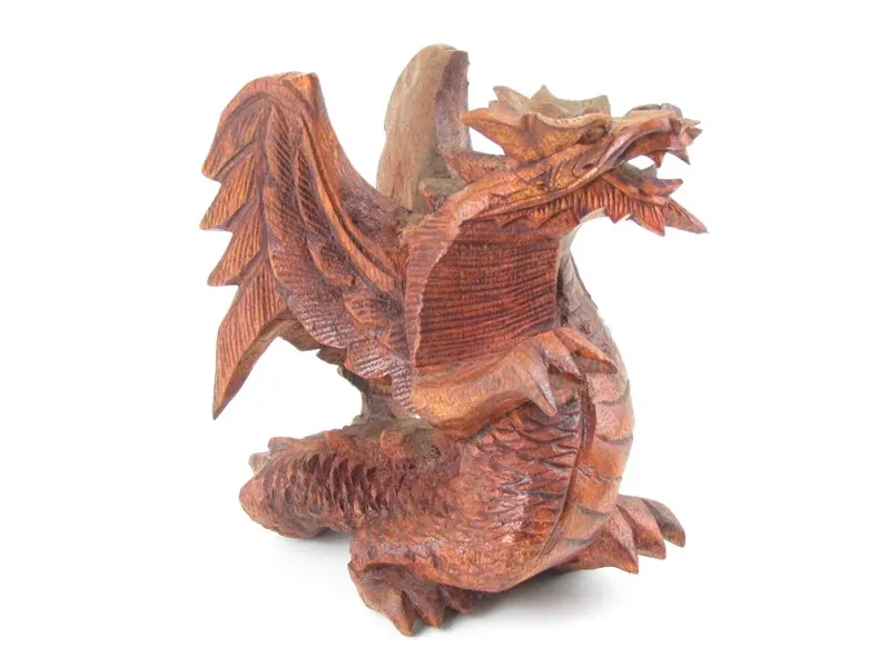 Dřevěný drak vyřezávaný s křídly 17 cm