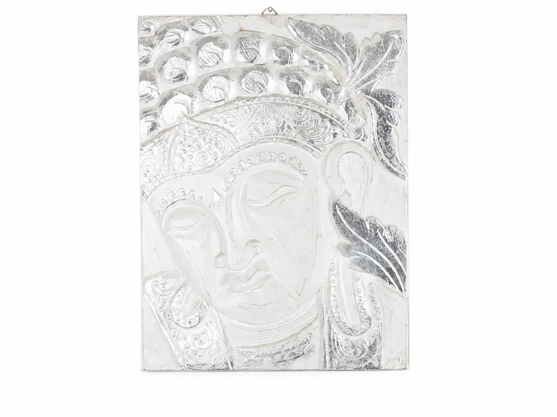 Bílý obraz Buddhy – 40 cm