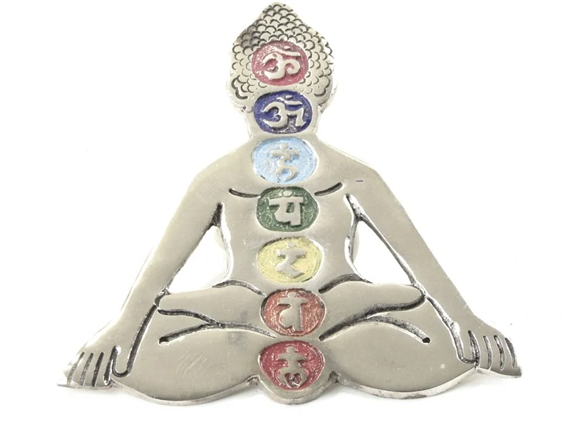 Buddha z kovu 12 cm bílý