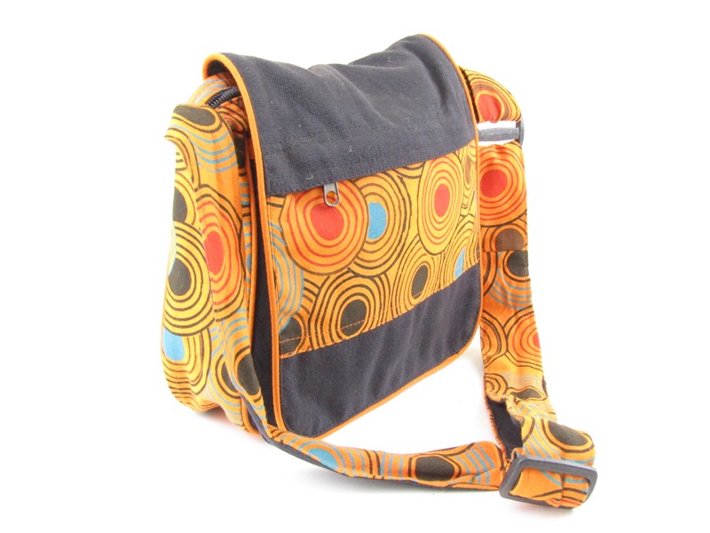 Kabelka z bavlny z Nepálu oranžovo-černá