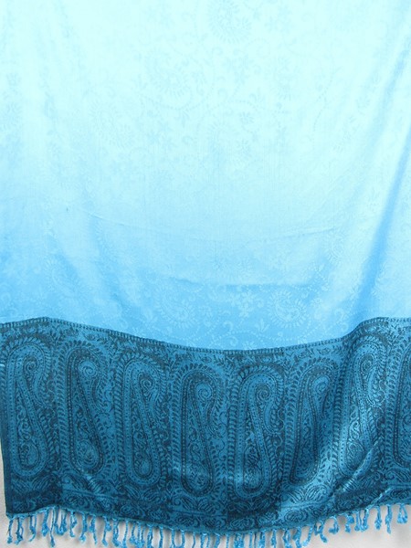 Šál z Indie světle modrý s bordurou