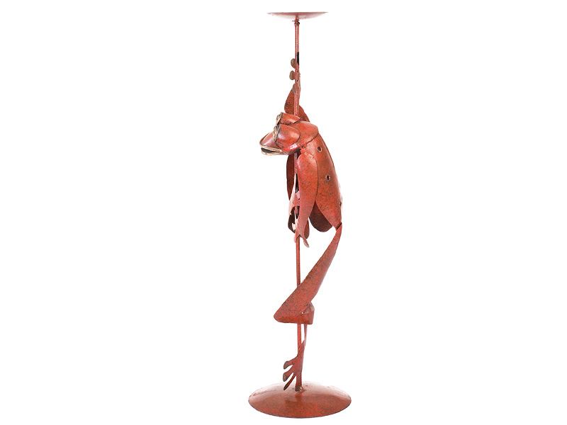 Kovový svícen žába oranžová 52 cm