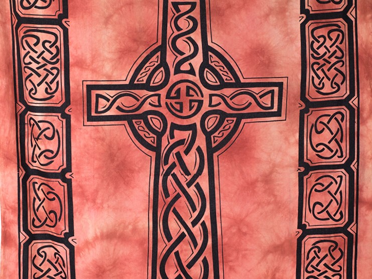 Plachta z Indie cihlová s keltským kkřížem