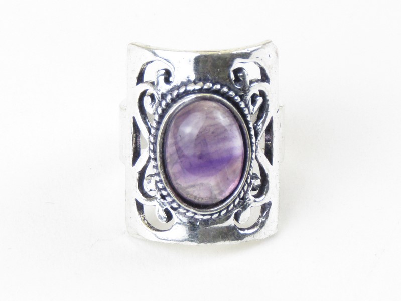 Orientální kovový prsten s ametystem