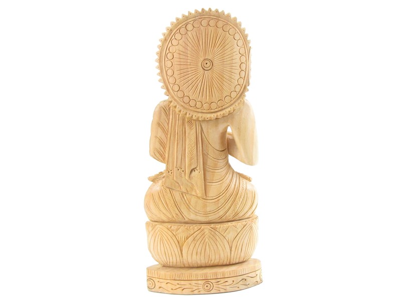 Dřevěná socha Buddhy 25 cm světlá