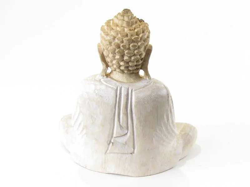 Socha Buddha ze dřeva malovaná 21 cm