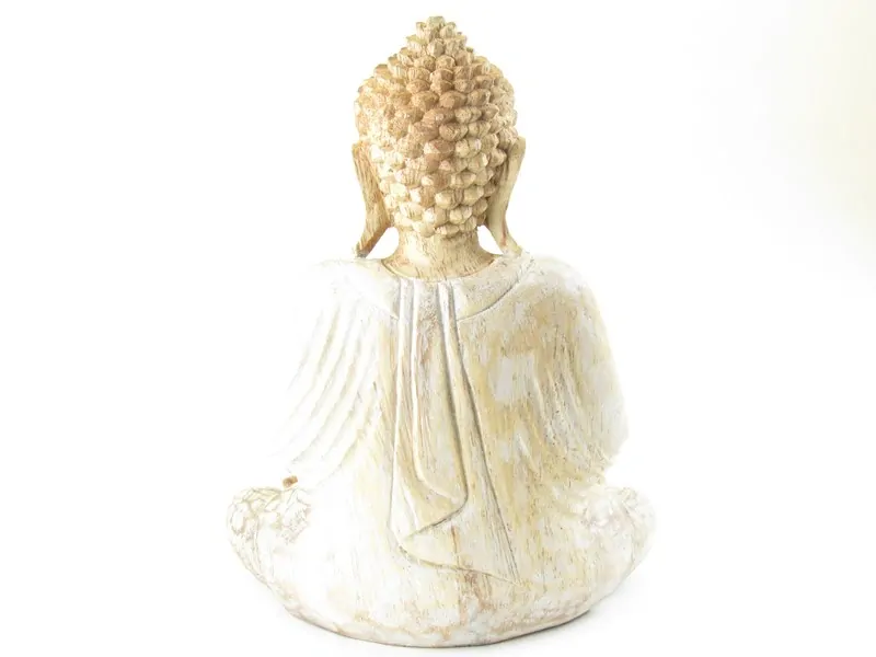 Socha Buddha ze dřeva malovaná 33 cm