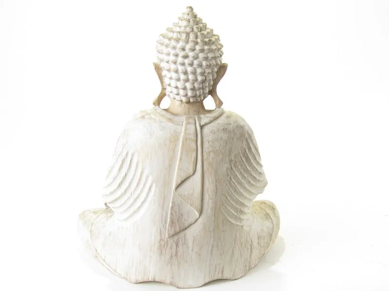 Socha Buddha ze dřeva malovaná 28 cm