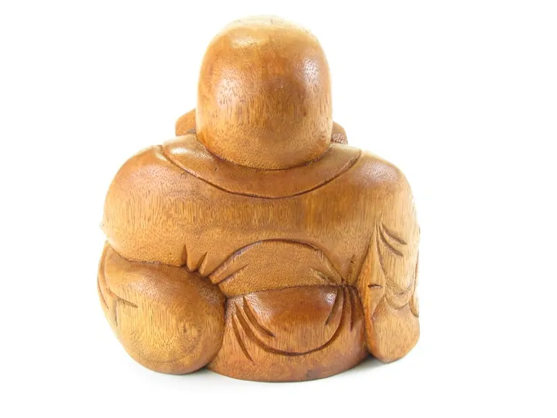 Budai dřevěný s miskou v ruce 20 cm