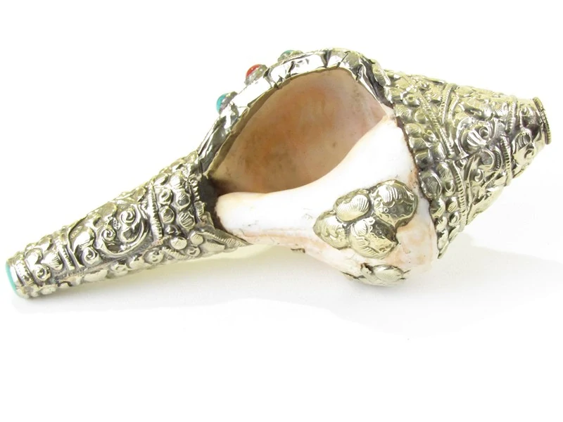 Mušle Shankha zdobená bílá