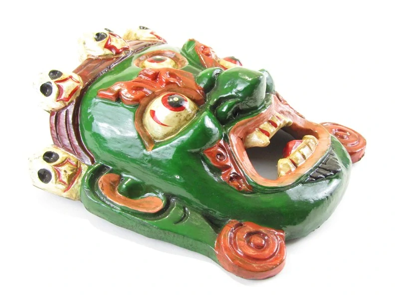 Bhairab maska dřevěná zelená 20 cm