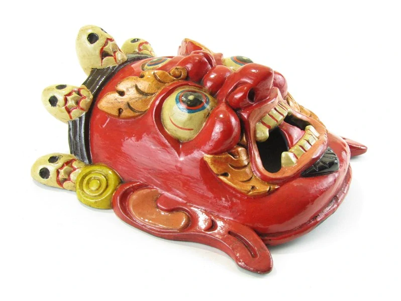 Dřevěná maska Bhairab červená 20 cm