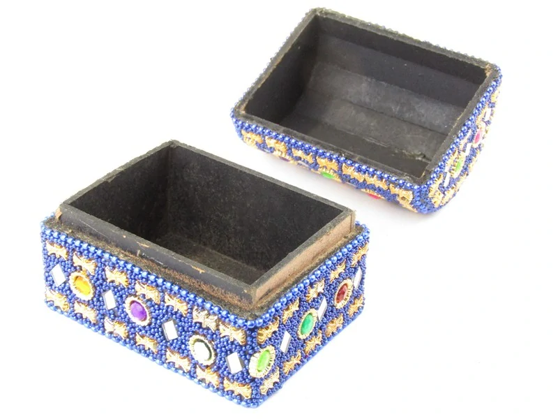 Dřevěná truhlička modrá z Indie