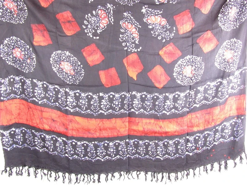 Pareo černé s batikou z Indie 160 cm