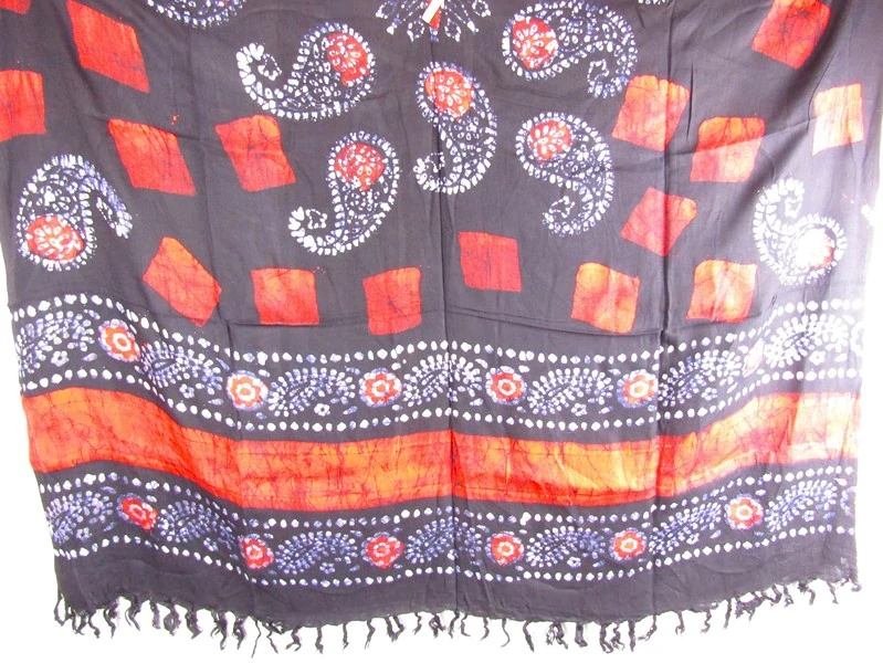 Pareo černé s batikou 160 cm z Indie