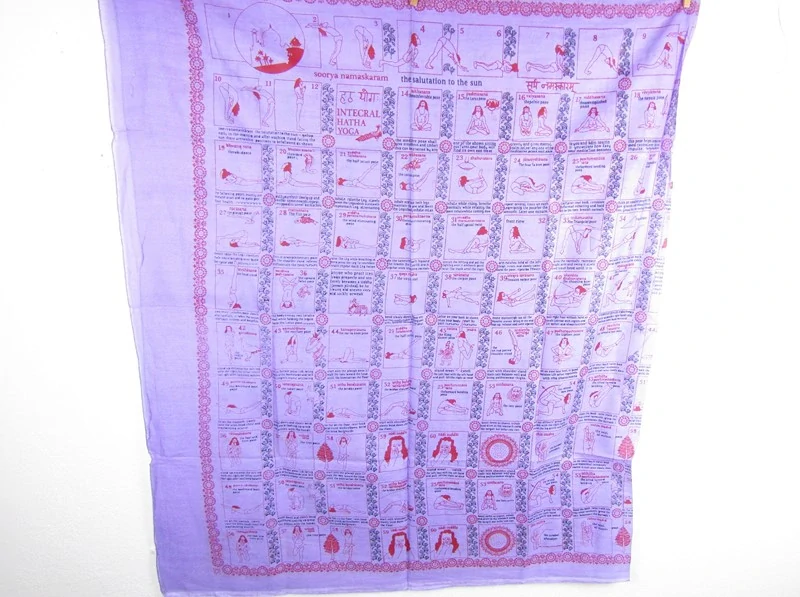 Velký fialový šál bavlněný Joga 180 cm