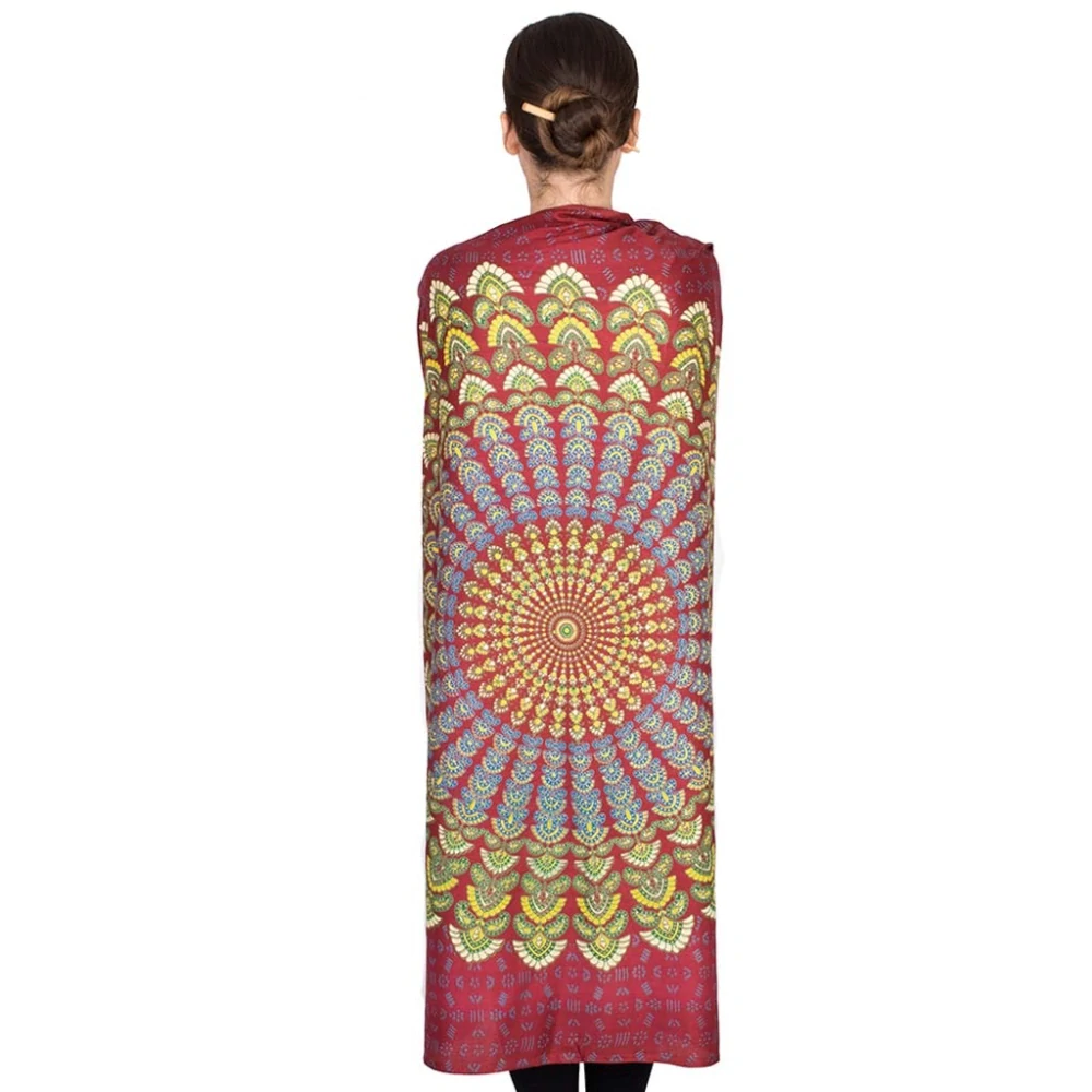 Pareo z Indie mandala červená 172 cm