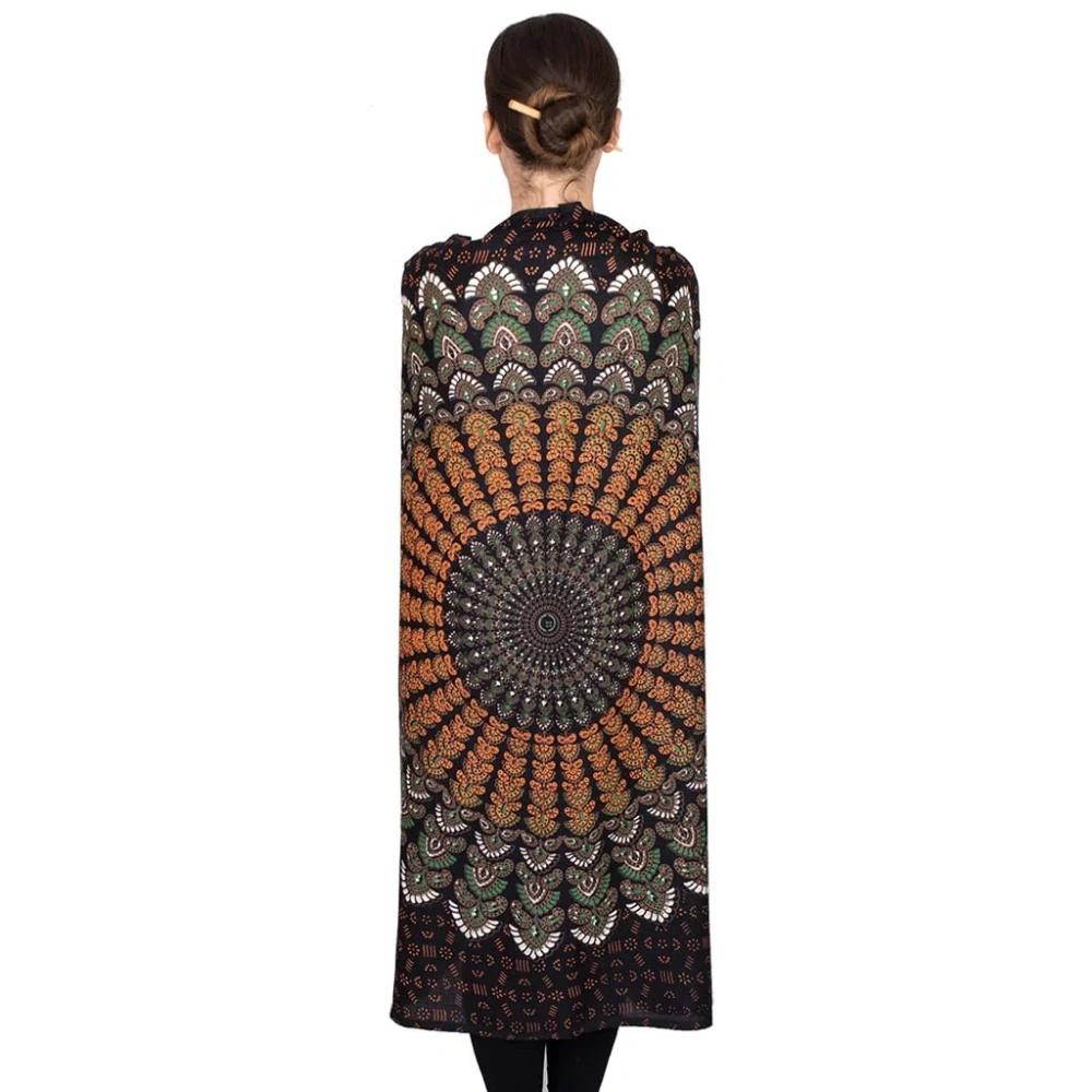 Pareo z Indie černá mandala 172 cm