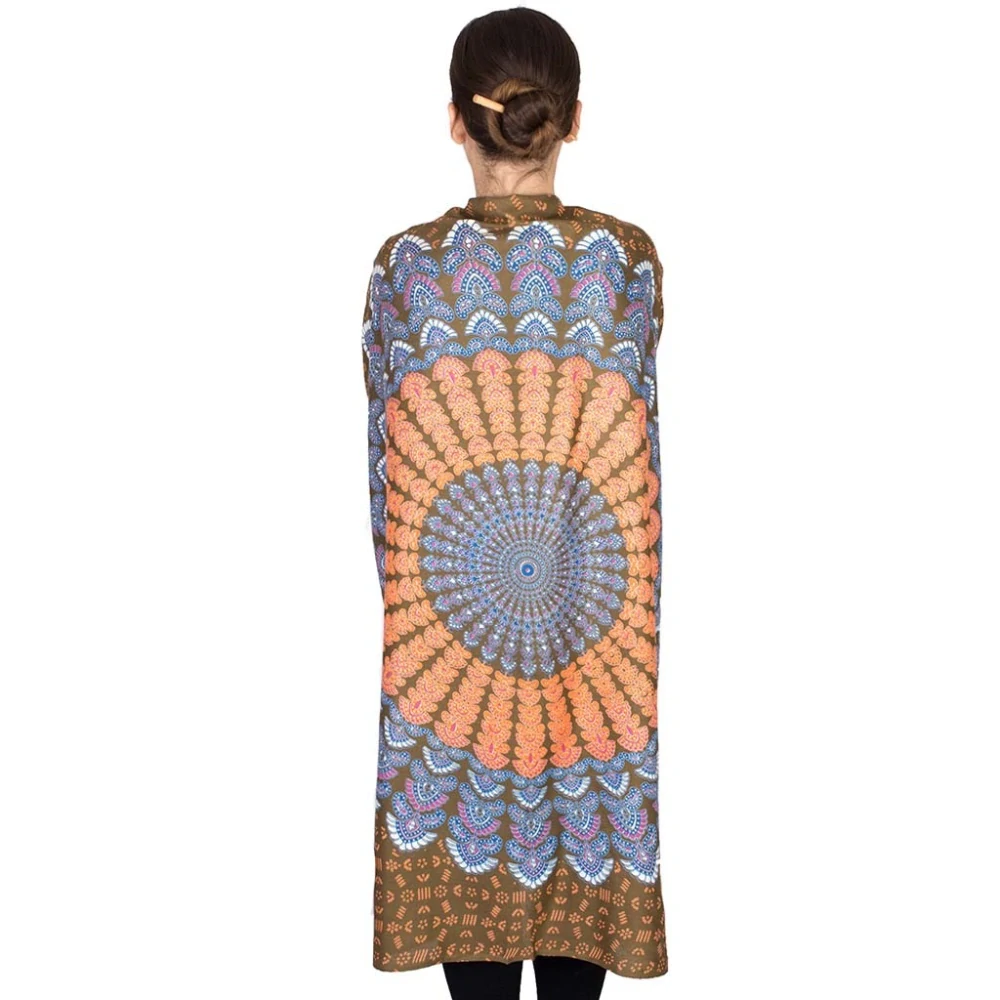Pareo z Indie khaki mandala 172 cm