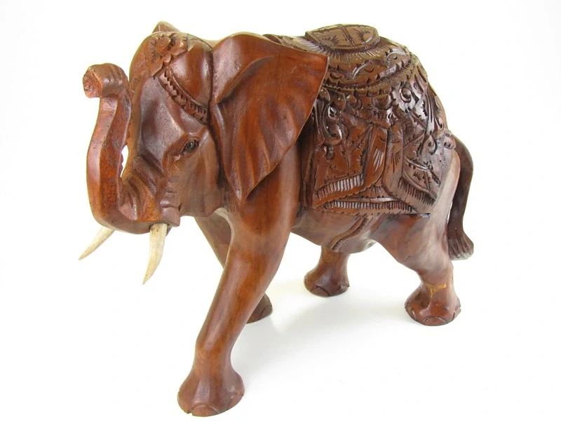Dřevěný vyřezávaný slon 40 cm 2.jakost