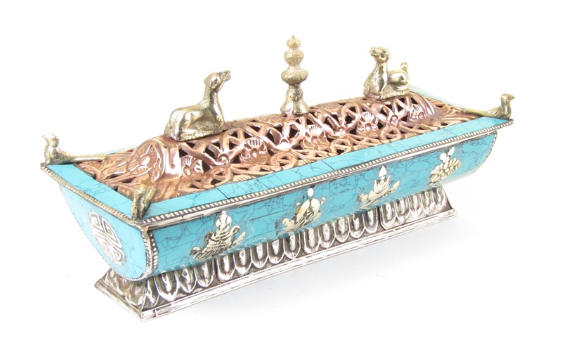 Luxusní držák na tyčinky z Nepálu modrý