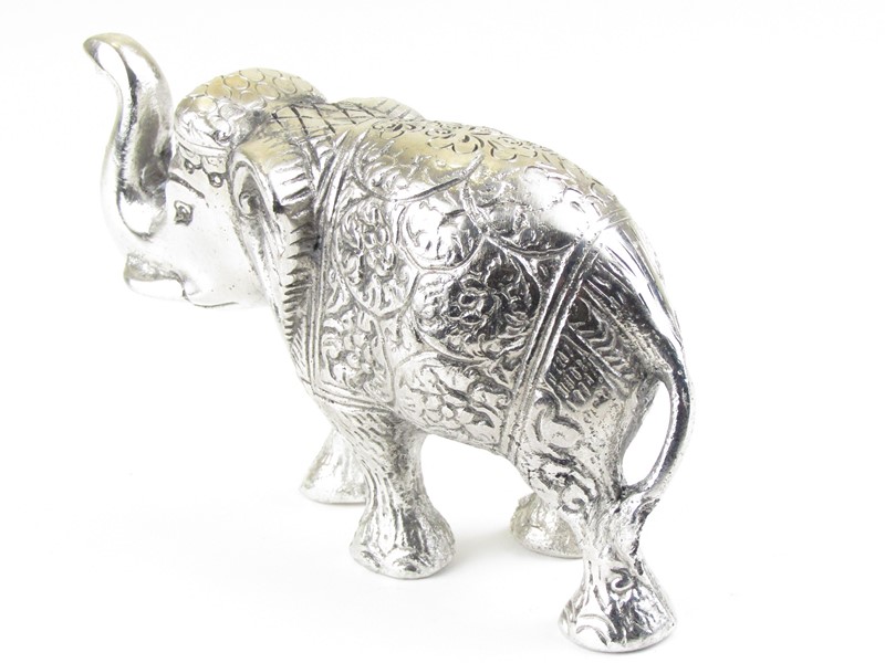 Kovový bílý slon z Indie 17 cm