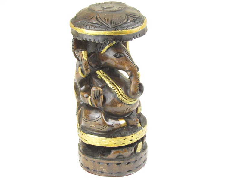 Hinduistický bůh Ganéš ze dřeva 15 cm