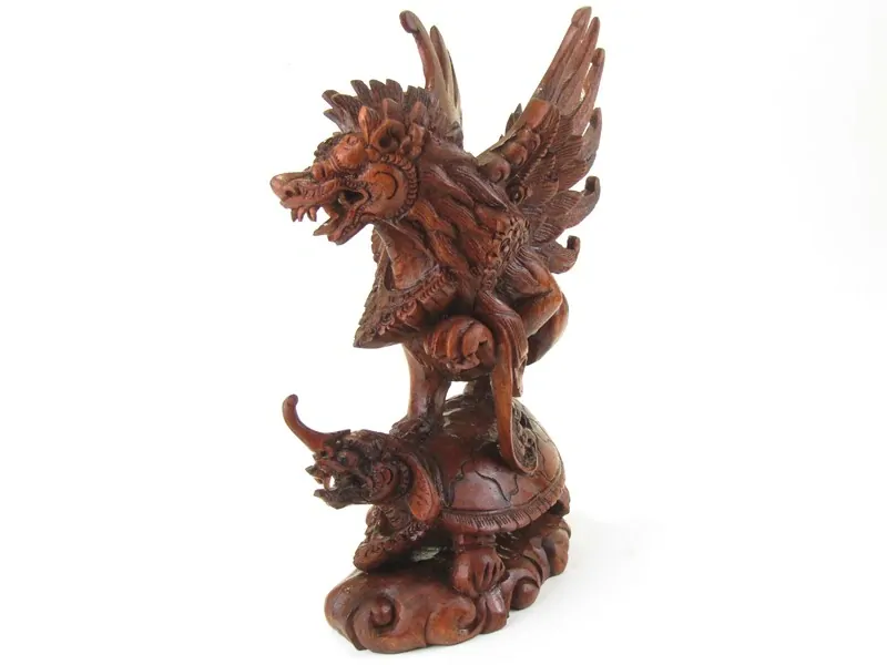 Dřevěný lev na želvě 32 cm 2. jakost