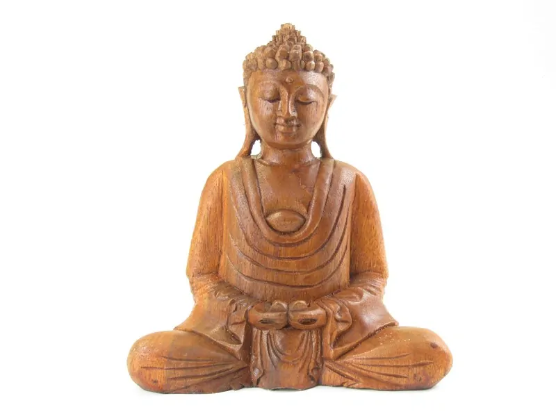 Socha Buddha ze dřeva 21 cm