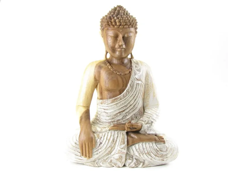 Socha malovaná Buddha ze dřeva  43 cm
