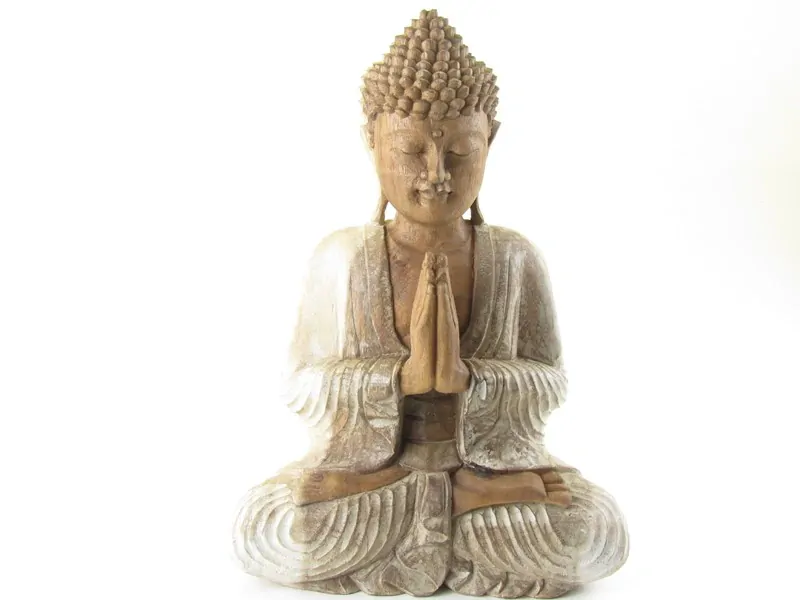 Socha malovaná Buddha ze dřeva  42 cm