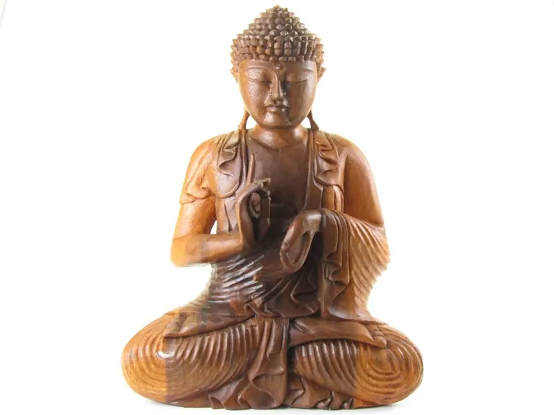 Dřevěná socha Buddhy – 52 cm