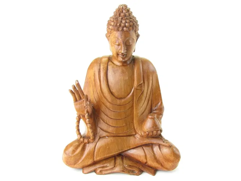 Buddha z Indonésie ze dřeva 20 cm