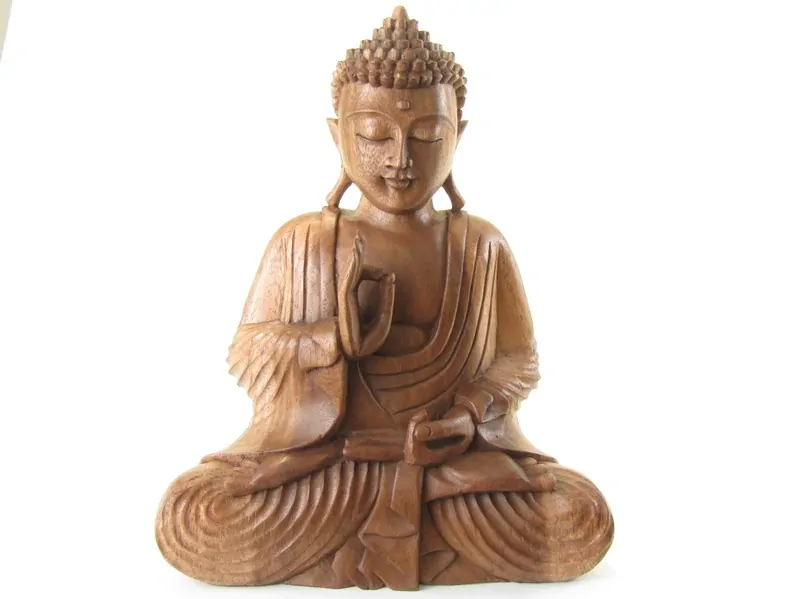 Buddha z Indonésie ze dřeva 34 cm