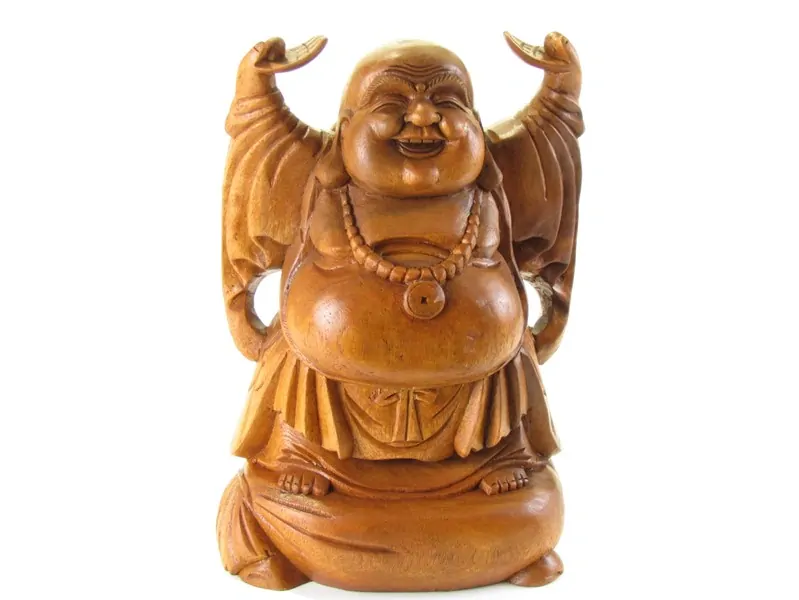 Budai dřevěný ruce nad hlavou 40 cm
