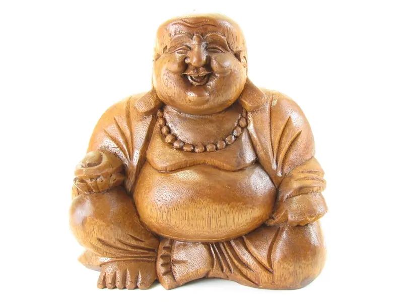 Budai dřevěný s miskou v ruce 20 cm