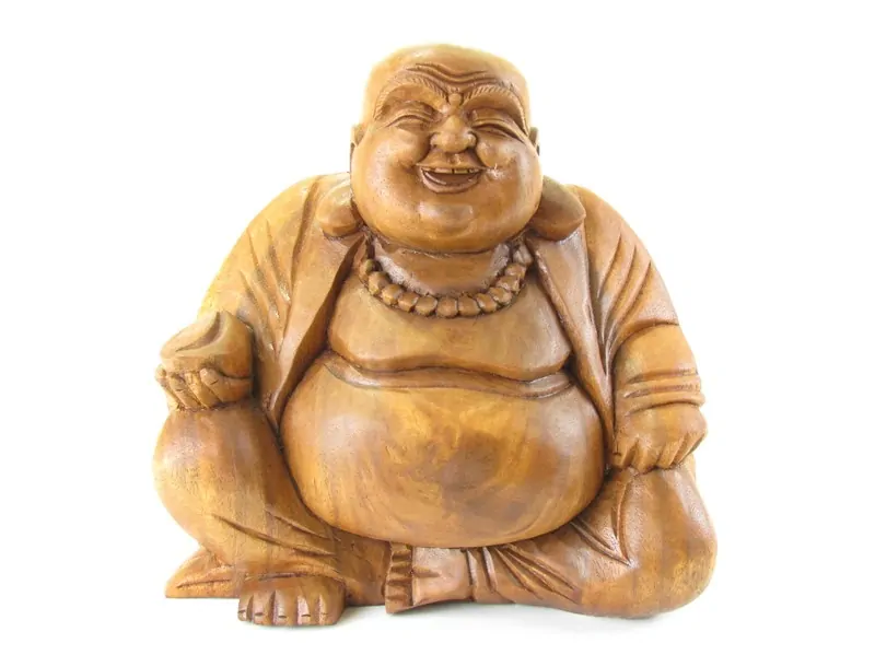 Budai dřevěný s miskou v ruce 26 cm
