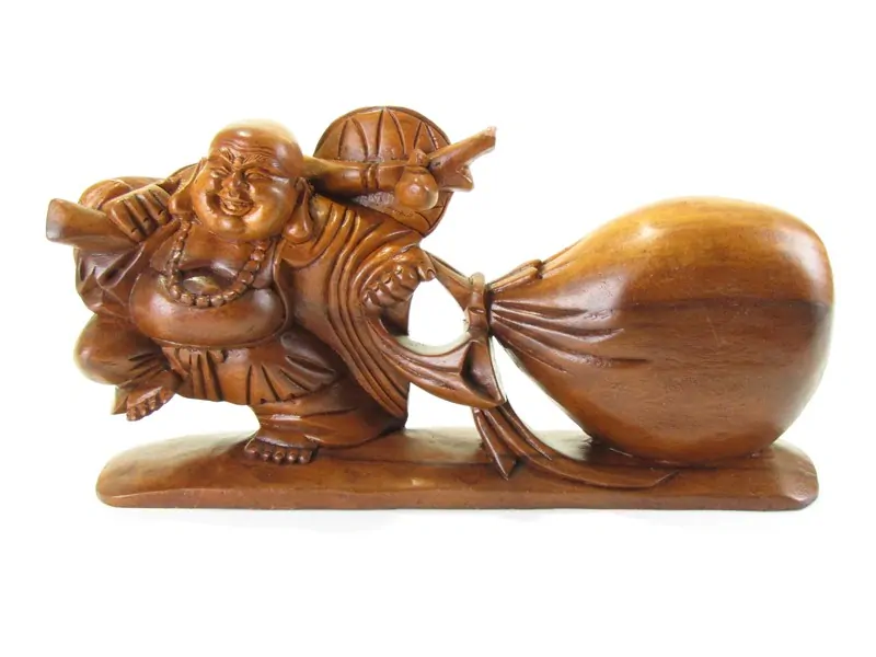 Budai dřevěný s pytlem 40 cm