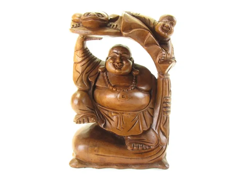 Socha Budai s žábou a soškou 30 cm
