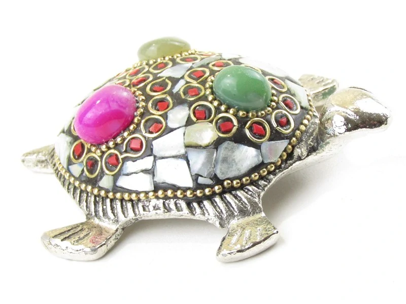 Soška želvy z kovu 6 cm s perletí