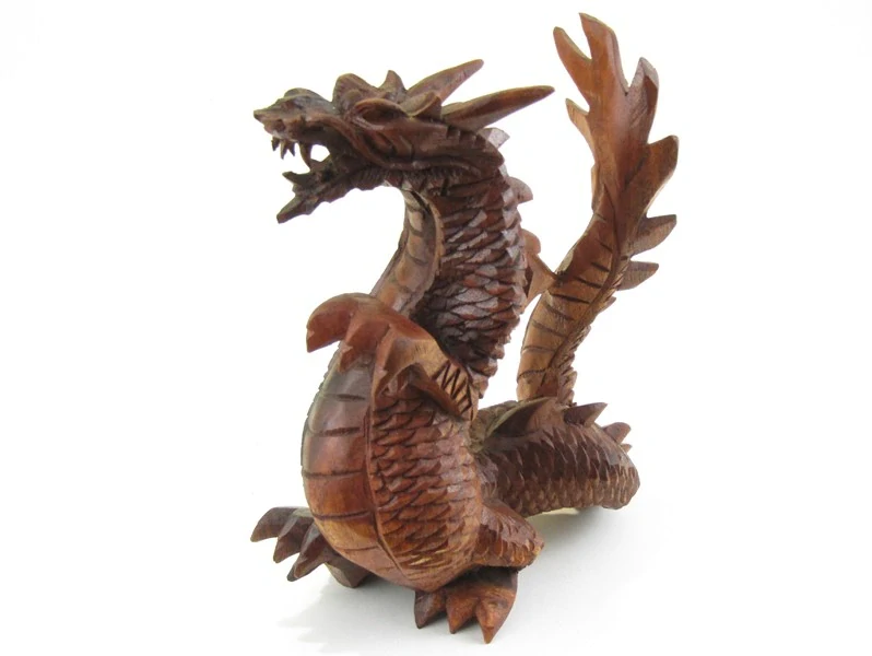 Dřevěný drak vyřezávaný 22 cm