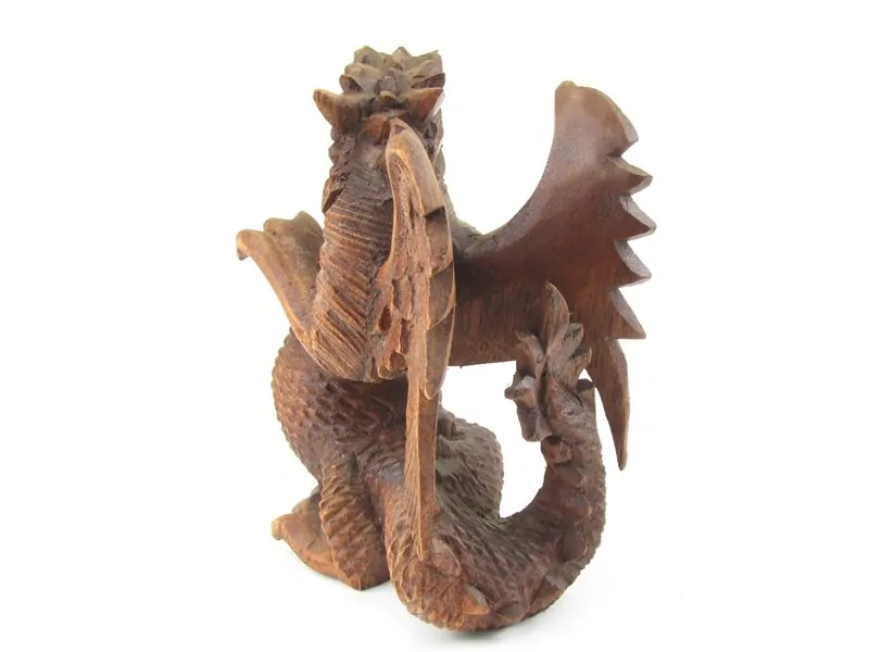 Dřevěný drak vyřezávaný s  křídly 14 cm