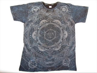 Bavlněné tričko modré s květem 44