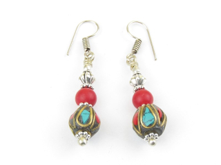 Náušnice s korálkem tibetské 