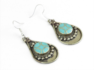 Náušnice kapka s tyrenity z Nepálu