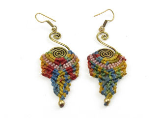 Indické náušnice macramé multicolor